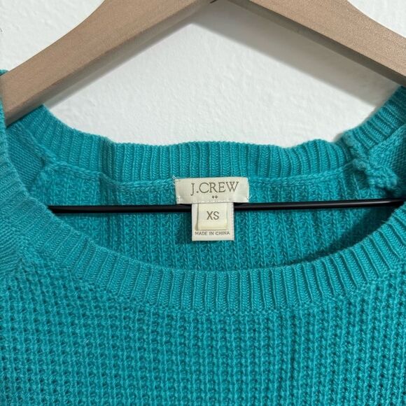 J. Crew waffle knit wool blend sweater in turquoise, size XS - Picture 2 of 6